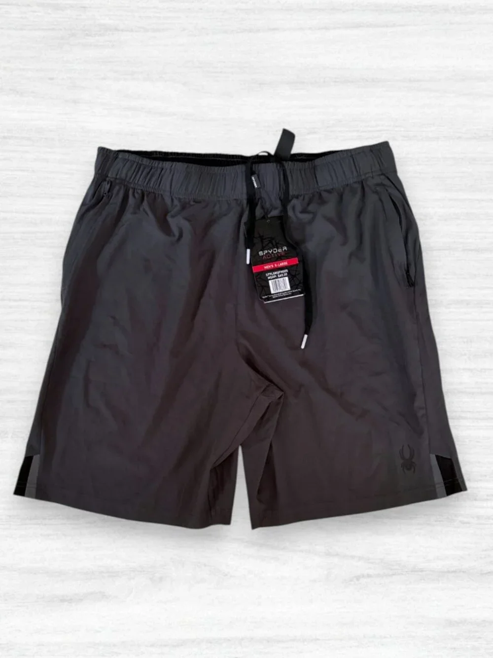 NWT Spyder Active ProWeb Gray Black Zip Pocket Athletic Shorts Men’s XL